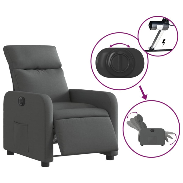 Sillón reclinable eléctrico de tela gris oscuro M 5