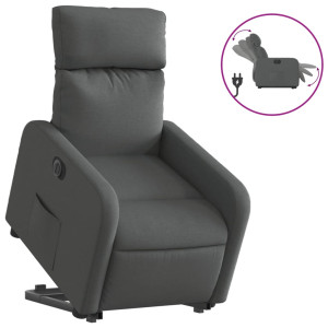 Sillón eléctrico reclinable elevable de tela gris oscuro H