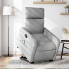 Sillón de masaje eléctrico reclinable elevable tela gris claro 1