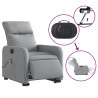 Sillón de masaje eléctrico reclinable elevable tela gris claro 5