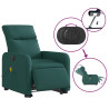 Sillón masaje eléctrico reclinable elevable tela verde oscuro 5