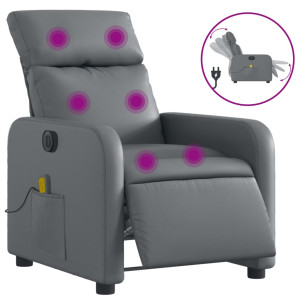 Sillón de masaje reclinable eléctrico cuero sintético gris H