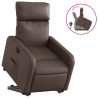 Sillón reclinable elevable cuero sintético marrón 2