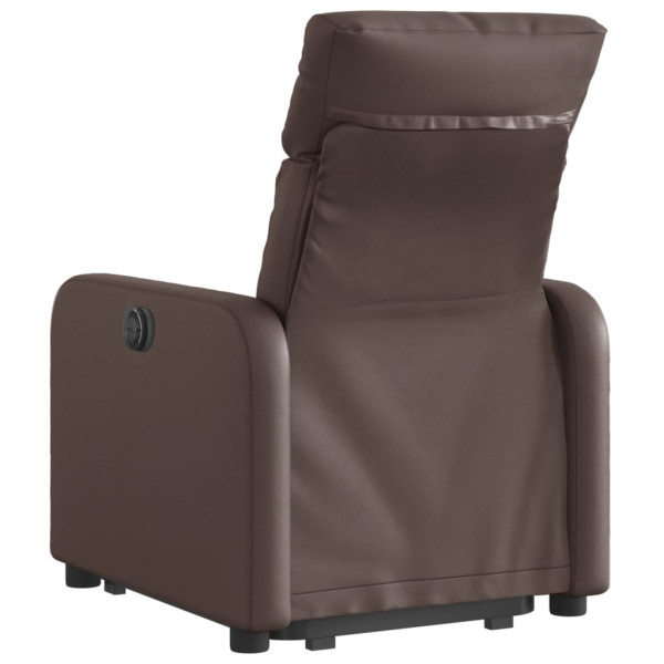 Sillón reclinable elevable cuero sintético marrón M 4