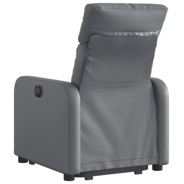 Sillón reclinable elevable eléctrico de cuero sintético gris M 4