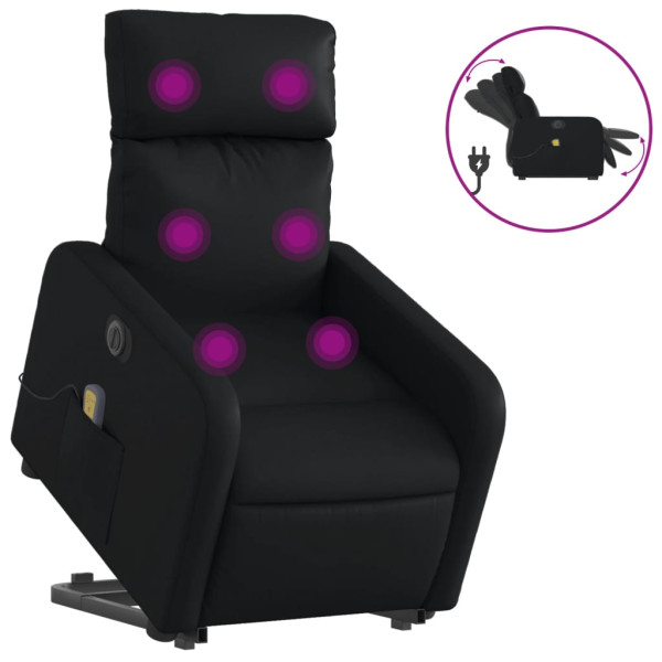 Sillón de masaje elevable eléctrico cuero sintético negro M 2