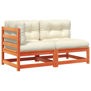 Sofá jardim 2 lugares c/ almofadões pinho maciço castanho cera H