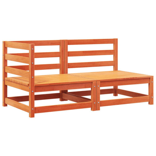 Sofá jardim 2 lugares c/ almofadões pinho maciço castanho cera M 4