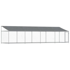 Jaula para cão com telhado/porta 8x2x2 m aço galvanizado cinza H
