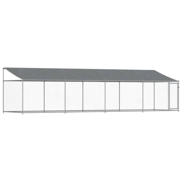 Jaula de perros techo y puerta acero galvanizado gris 8x2x2 m M 2