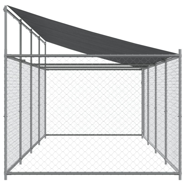 Jaula de perros techo y puerta acero galvanizado gris 8x2x2 m M 5