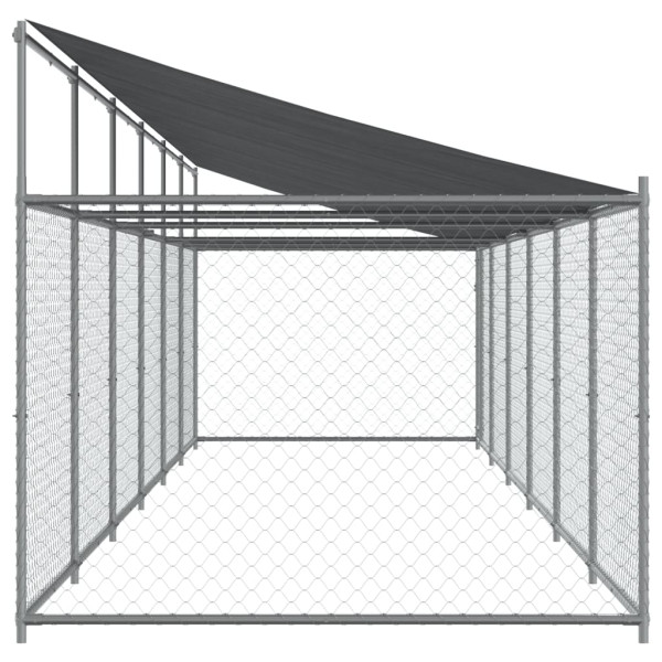 Jaula de perros techo y puerta acero galvanizado gris 12x2x2 m M 5