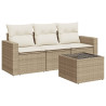 Conjunto de sofás jardim com almofadas 4 pcs ratão sintético beige 2