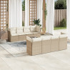 Set de sofás de jardín 9 pzas con cojines ratán sintético beige 1