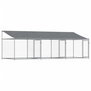Jaula de perros techo y puertas acero galvanizado gris 6x2x2 m H