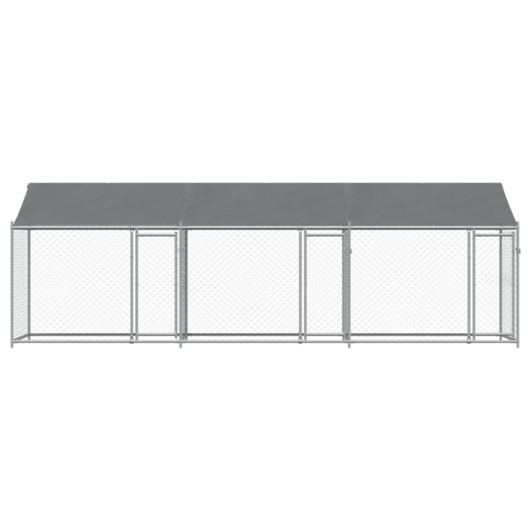 Jaula para cão com telhado/portas 6x2x2 m aço galvanizado cinza M 4