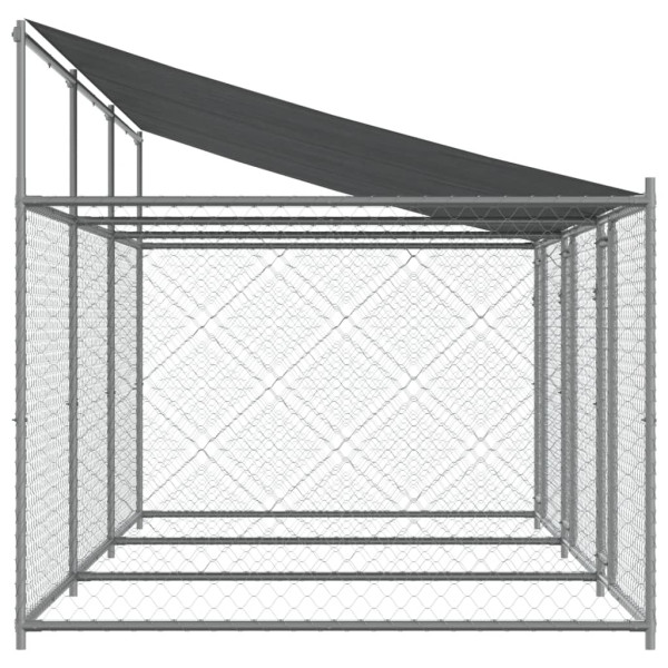 Jaula de perros techo y puertas acero galvanizado gris 6x2x2 m M 5