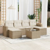 Set sofás de jardín 7 piezas y cojines ratán sintético beige 1