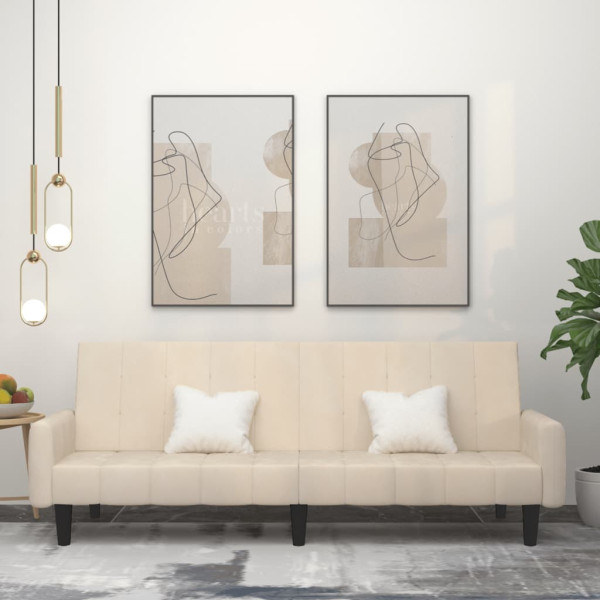 Sofá cama de 2 plazas terciopelo color crema D