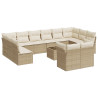 Set sofás de jardín con cojines 13 pzas ratán sintético beige 2