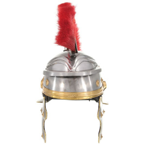 Capacete de soldado romano réplica LARP aço prateado H