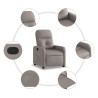 Sillón reclinable de tela gris taupe 5