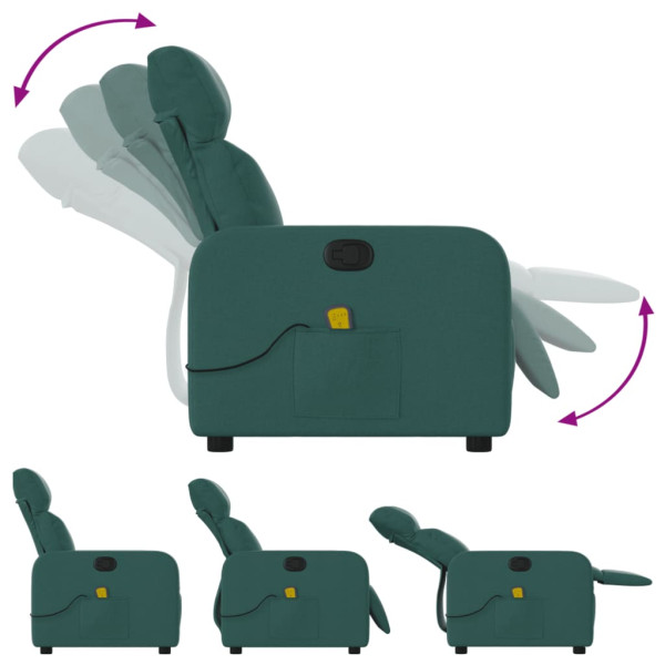 Poltrona de massagens reclinável tecido verde-escuro M 5