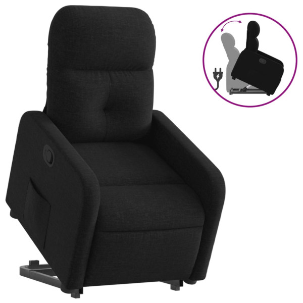 Sillón reclinable elevable tela negro M 2