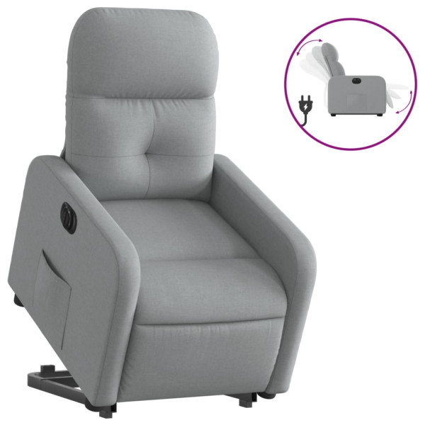 Sillón eléctrico reclinable elevable de tela gris claro M 2