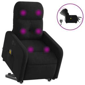 Sillón de masaje eléctrico reclinable elevable tela negro H