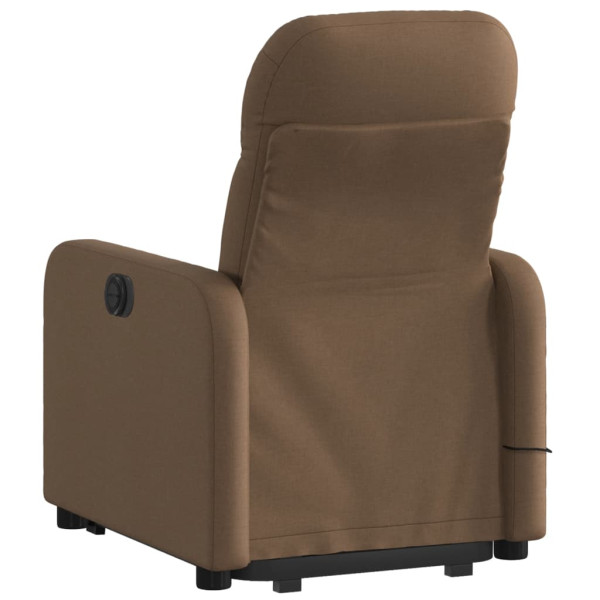 Sillón de masaje eléctrico reclinable elevable tela marrón M 4