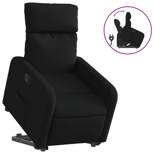 Sillón reclinable elevable tela negro M 2