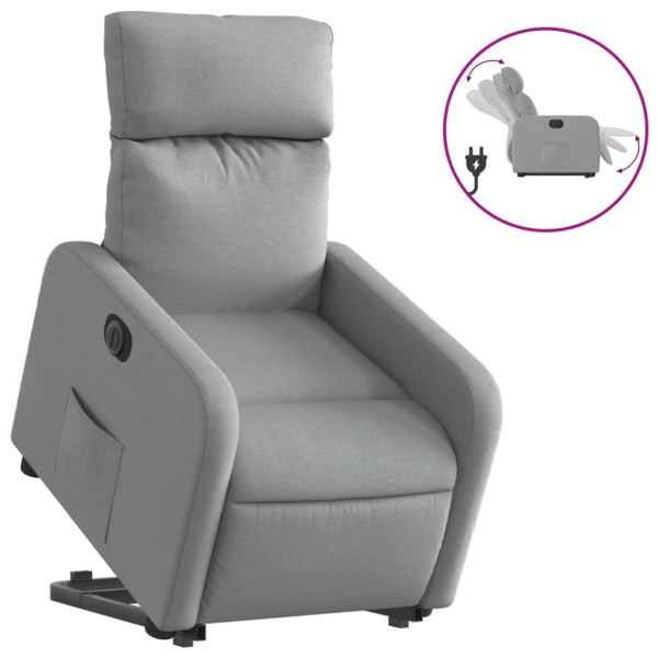 Sillón eléctrico reclinable elevable de tela gris claro M 2
