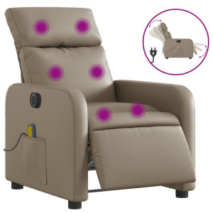 Sillón reclinable de masaje eléctrico cuero sintético capuchino H