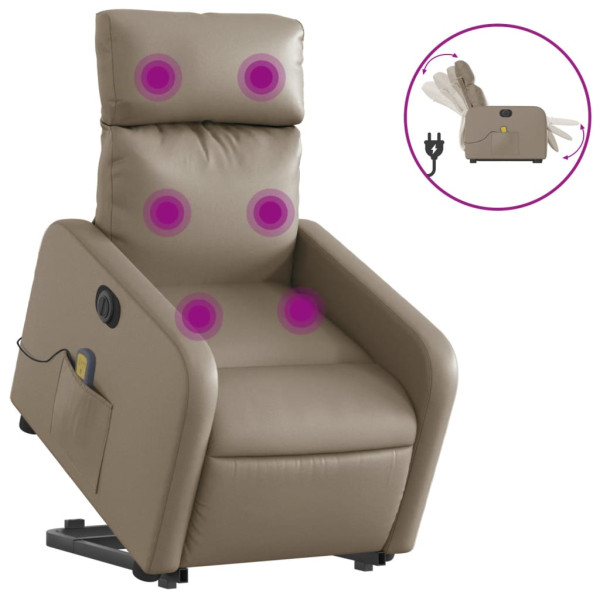 Sillón reclinable de masaje eléctrico cuero sintético capuchino M 2