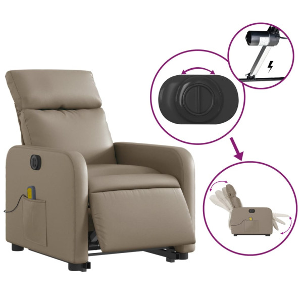 Sillón reclinable de masaje eléctrico cuero sintético capuchino M 5