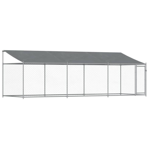 Jaula de perros techo y puerta acero galvanizado gris 6x2x2 m M 2