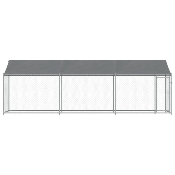 Jaula para cão com telhado/porta 6x2x2 m aço galvanizado cinza M 4