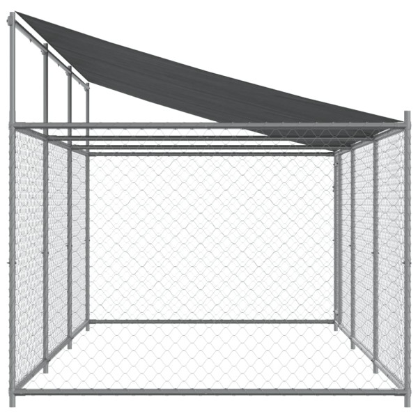 Jaula de perros techo y puerta acero galvanizado gris 6x2x2 m M 5