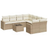 Set de sofás de jardín 9 pzas con cojines ratán sintético beige 2