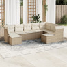 Set de sofás de jardín 9 pzas con cojines ratán sintético beige 1