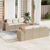 Set sofás de jardín 7 piezas y cojines ratán sintético beige 1