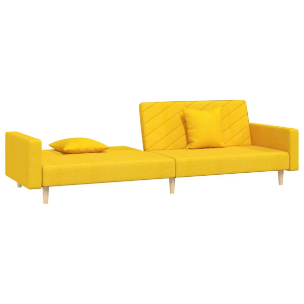 Sofá-cama 2 lugares com duas almofadas tecido amarelo M 4