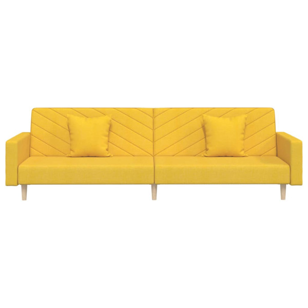 Sofá-cama 2 lugares com duas almofadas tecido amarelo M 5