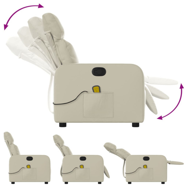 Poltrona de massagens reclinável couro artificial cor creme M 5