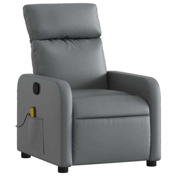 Sillón de masaje reclinable cuero sintético gris M 3