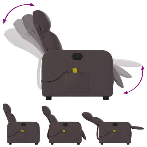 Poltrona de massagens reclinável tecido castanho-escuro M 5