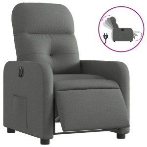 Sillón reclinable eléctrico de tela gris oscuro H