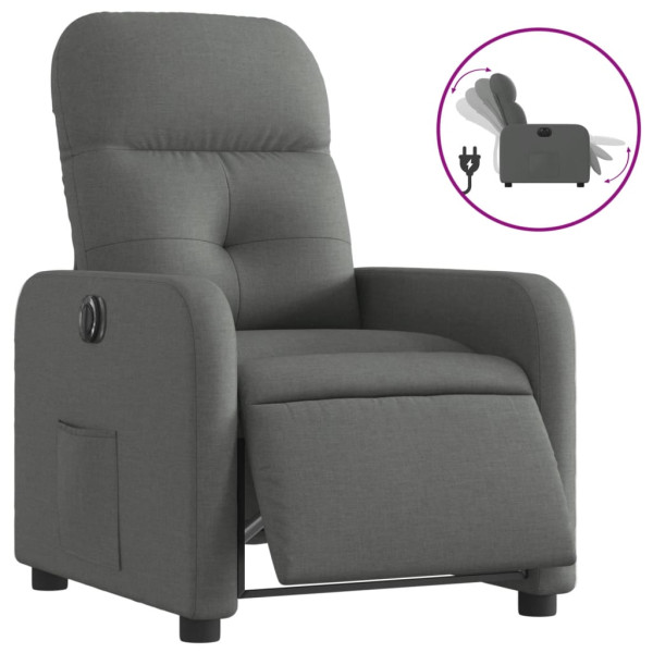 Sillón reclinable eléctrico de tela gris oscuro M 2