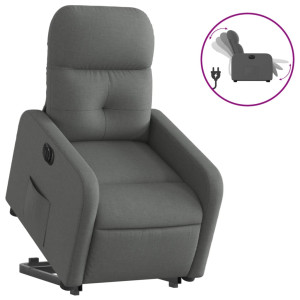 Sillón eléctrico reclinable elevable de tela gris oscuro H